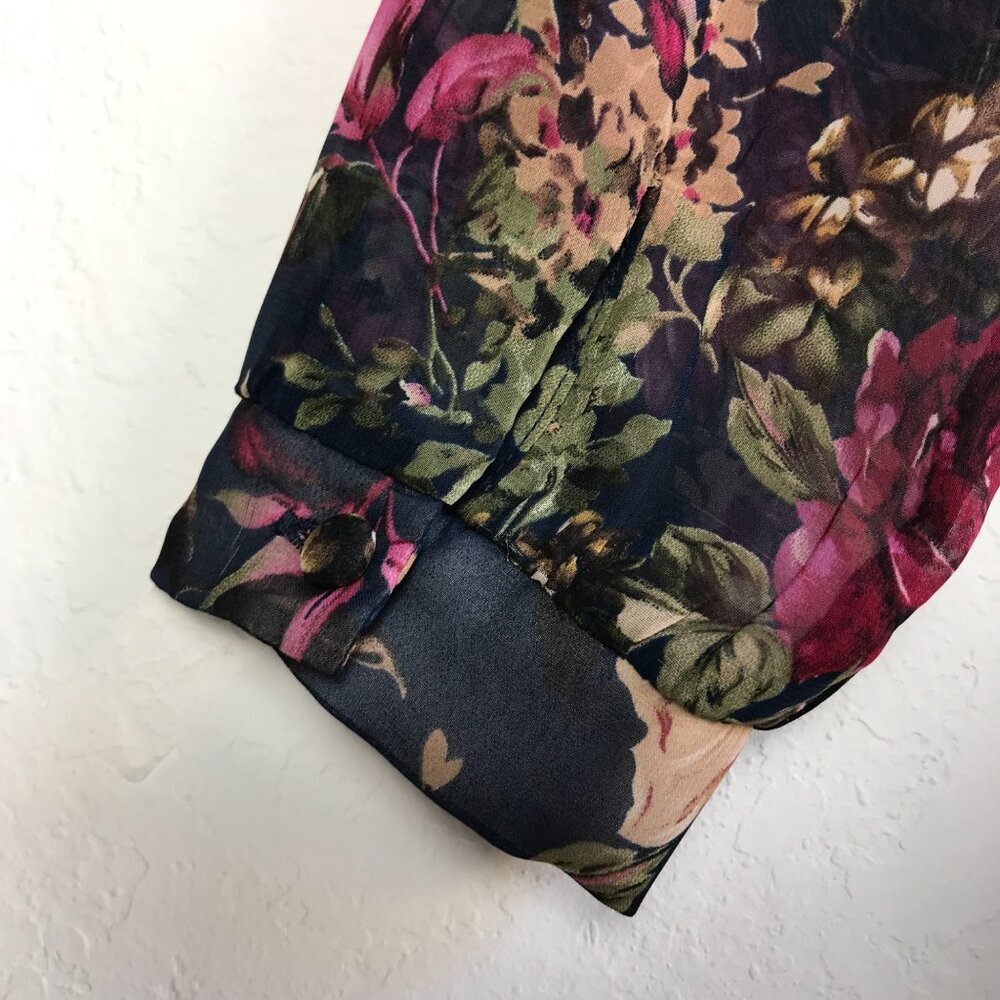 ASTR Navy/Black Floral Long Sleeve Mini Shift Dress Size Small - Picture 6 of 9